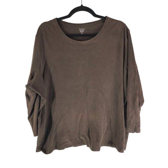 Kim Rogers Womens Perfectly Soft Long Sleeve Top Brown 2X - Picture 1 of 4
